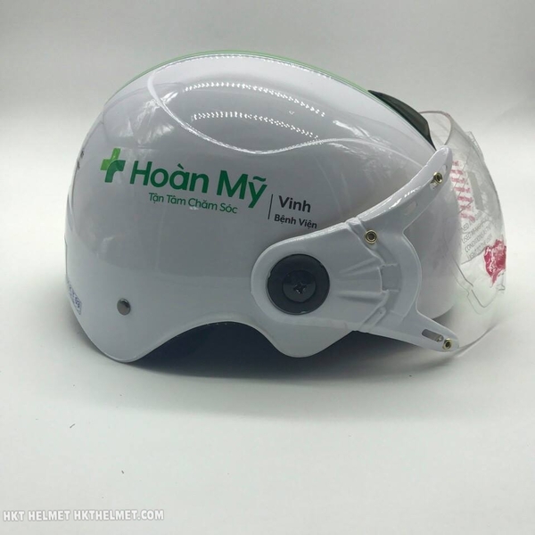 Mũ bảo hiểm in logo nửa đầu có kính - Xưởng Nón Bảo Hiểm Theo Yêu Cầu - Công Ty TNHH Sản Xuất Quảng Cáo Thắng Lợi